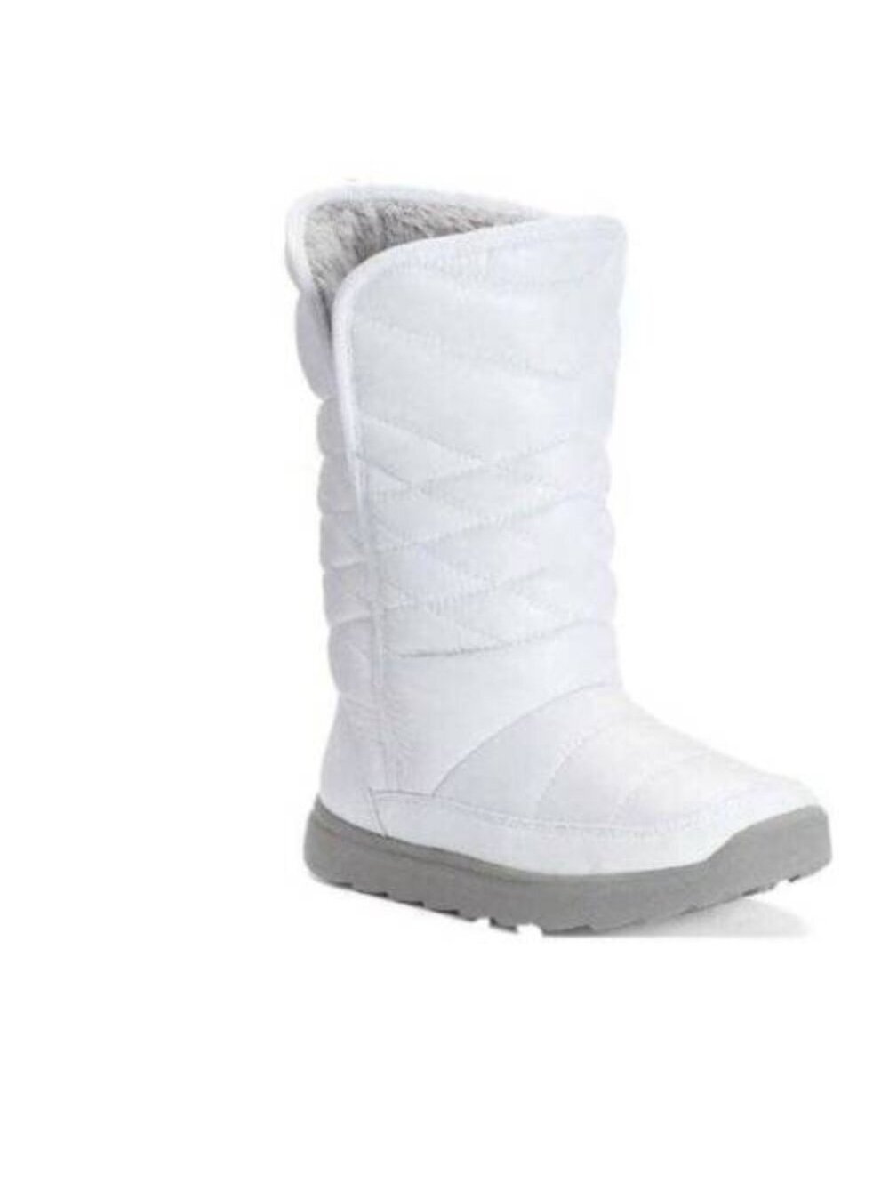 Tek Gear Winter Boots 6 Womens White Quilted Mid Calf Pull On Fx Fur Microfiber